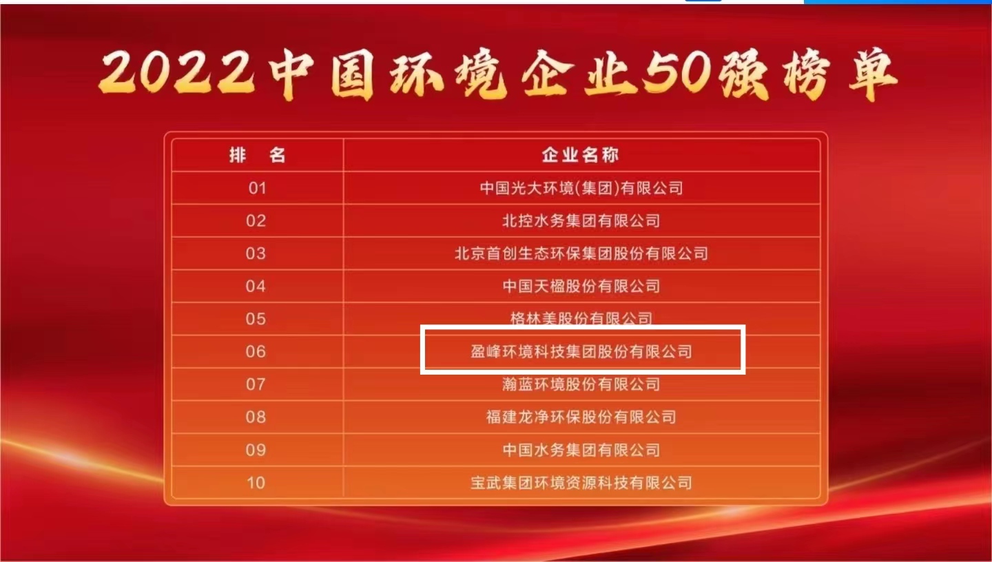 尊龙凯时 - 人生就是搏!环境连续5年荣登“中国环境企业50强”榜单